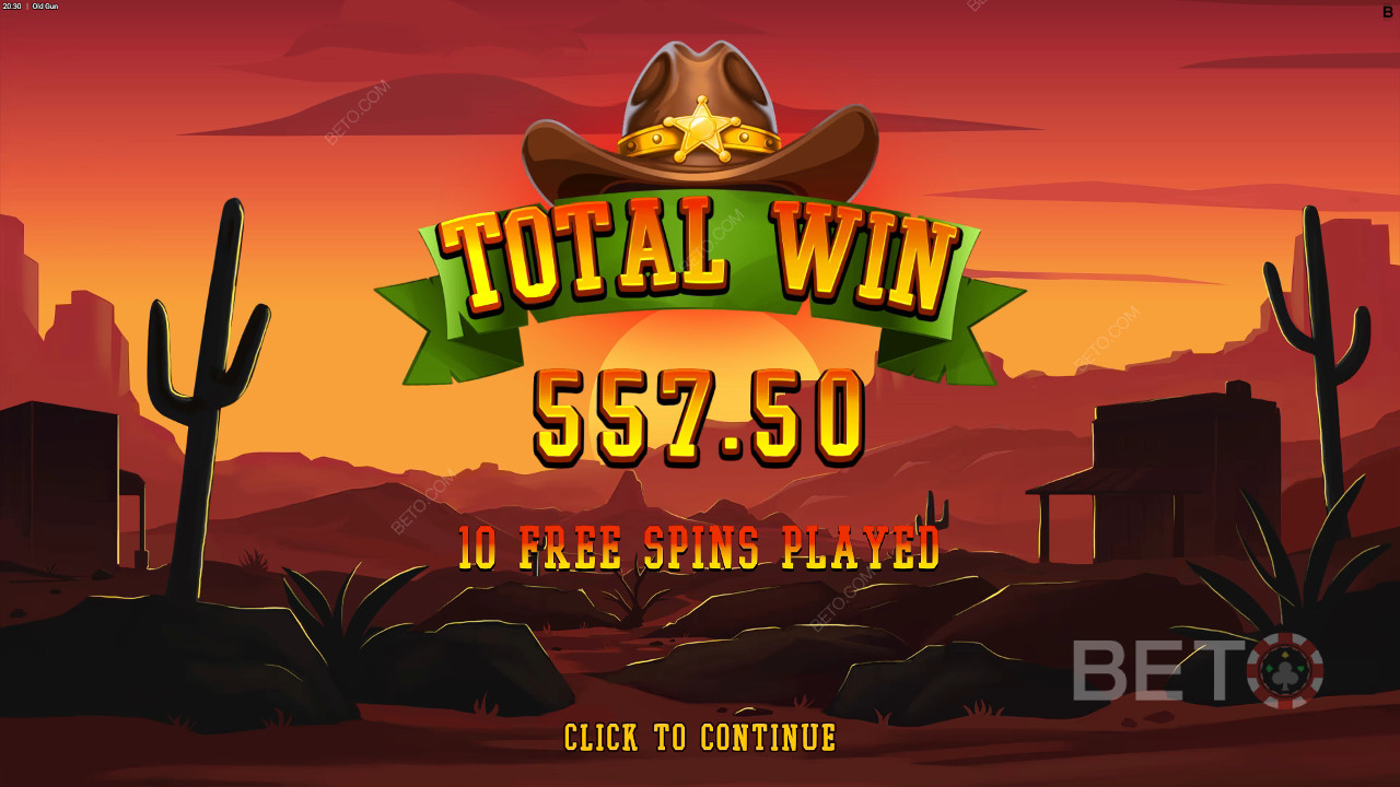 Vinn 12 500 ganger innsatsen din i Old Gun Slot!
