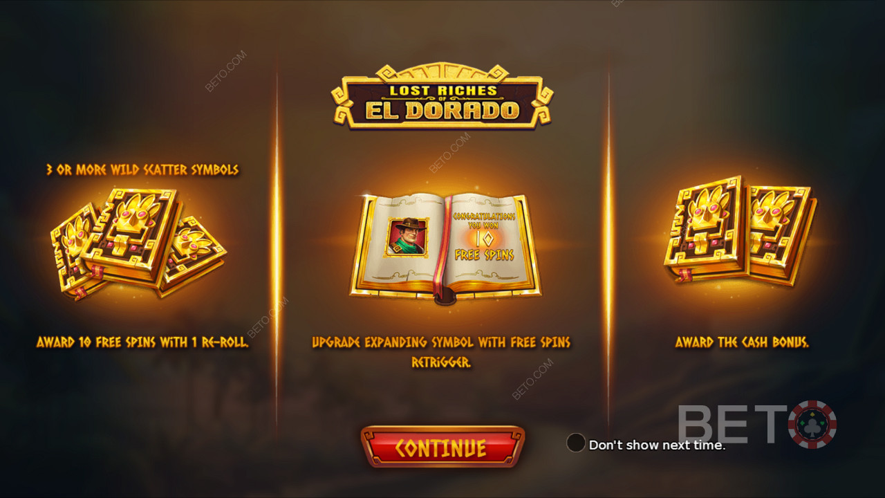 Lost Riches of El Dorado introskjerm som gir litt informasjon