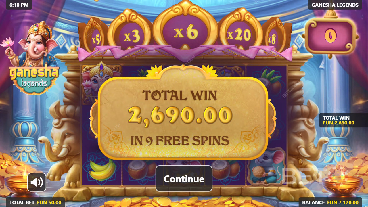 Vinn 5000 ganger innsatsen din i Ganesha Legends-spilleautomaten!