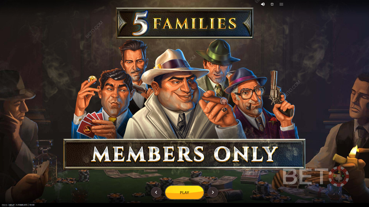 Spill poker med gangstere i 5 Families online spilleautomat