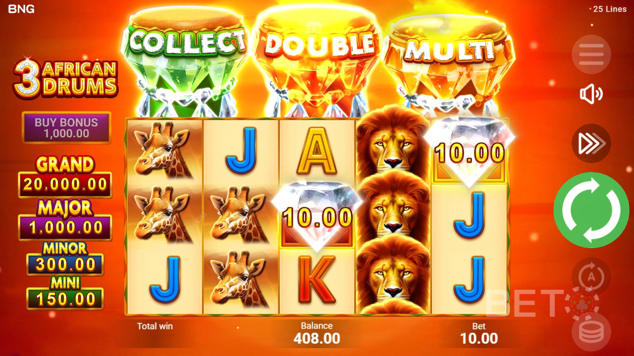 3 afrikanske trommer Anmeldelse av BETO Slots