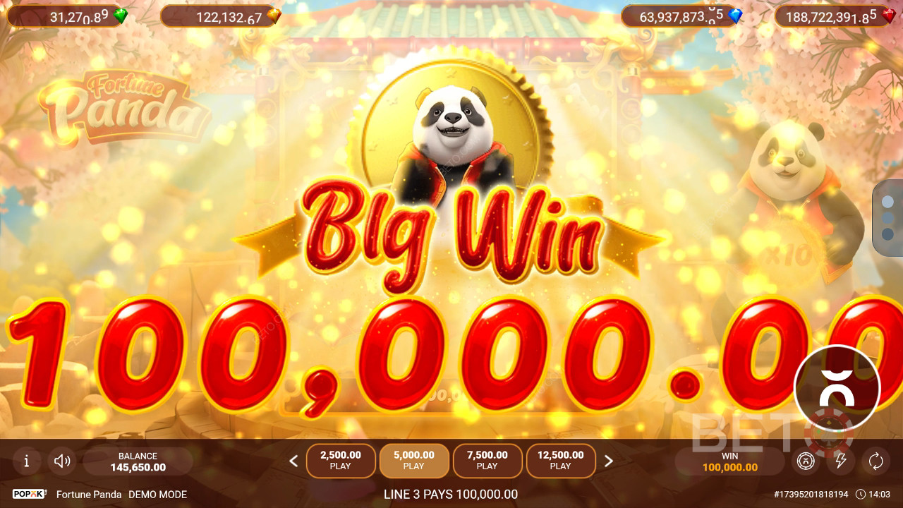 Vinn 2 500 ganger innsatsen din i Fortune Panda spilleautomat på nett!