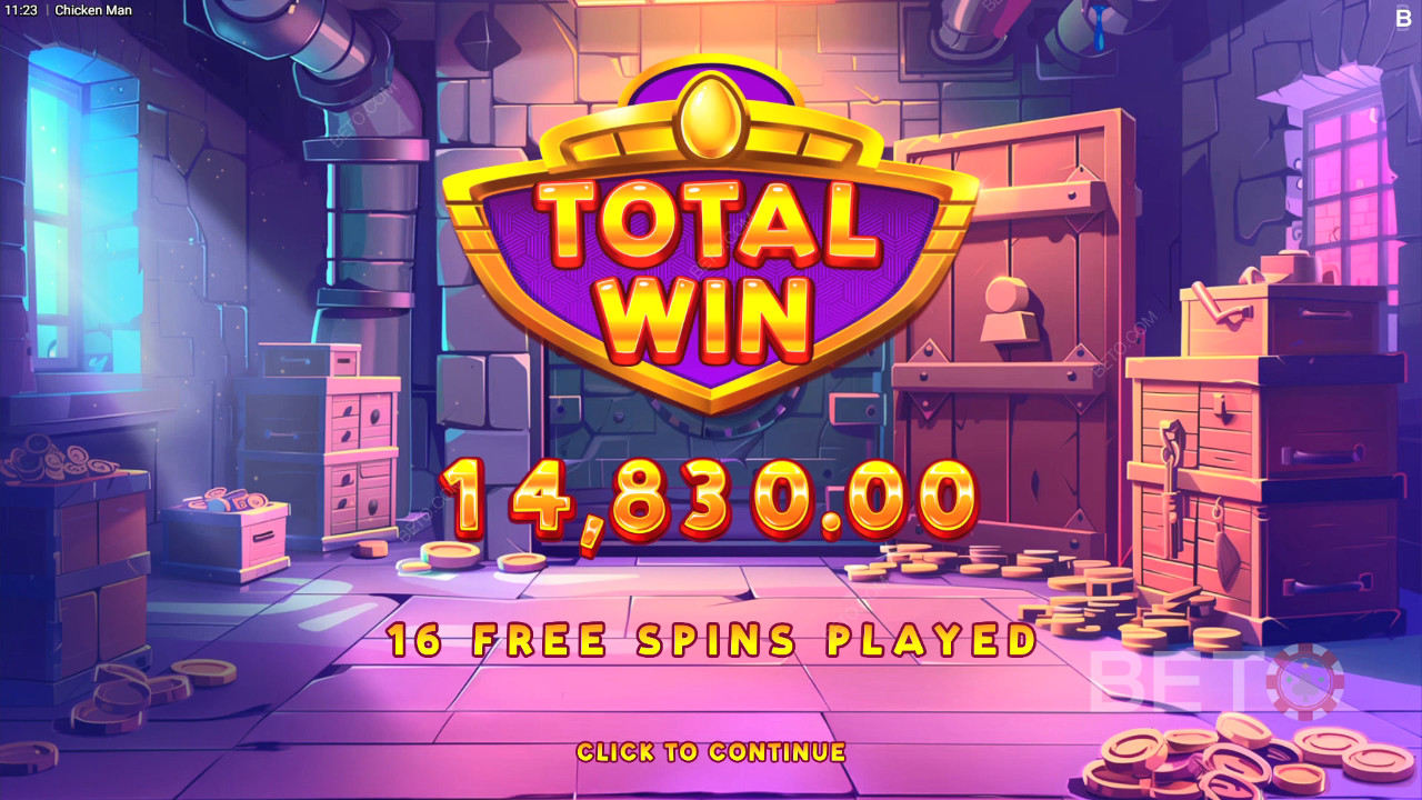 Vinn 12 500 ganger innsatsen din i Chicken Man Video Slot!