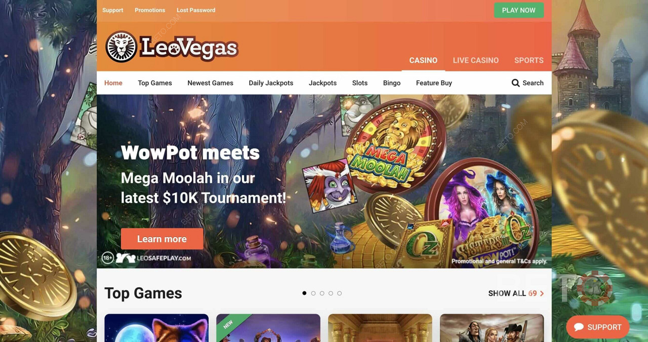 LeoVegas - et gjenkjennelig og vakkert casino