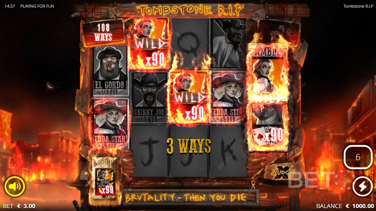 Nyt gratisspinn med Multiplier Wild-symboler i online-spilleautomaten Tombstone RIP