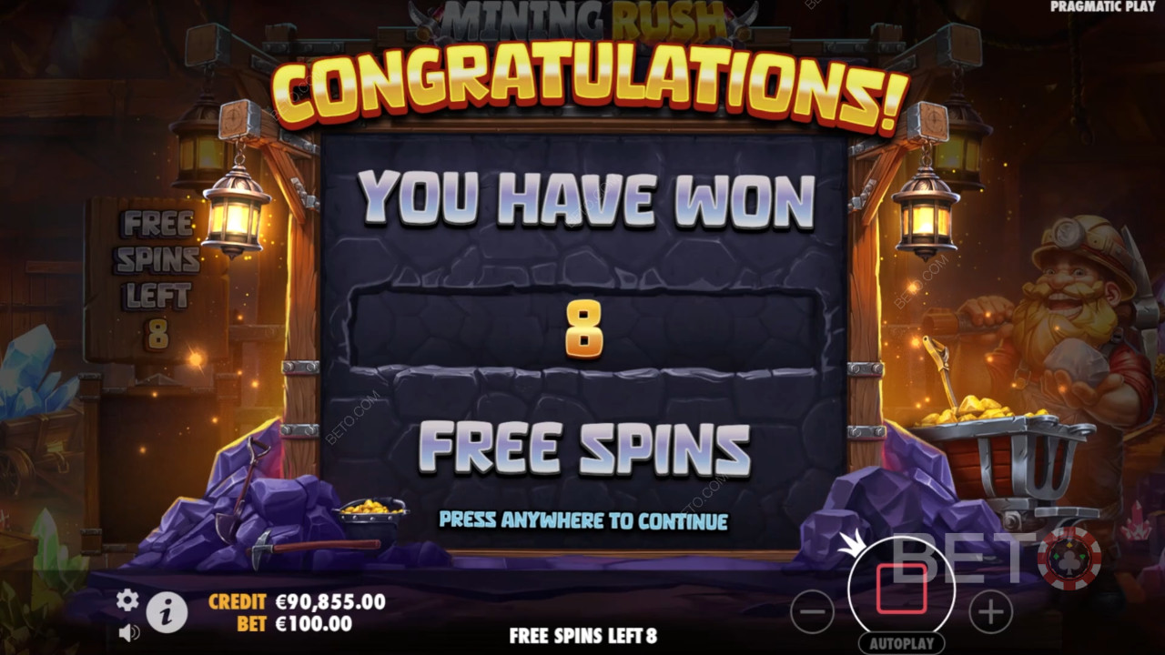 Bonusfunksjoner forklart i Mining Rush av Pragmatic Play