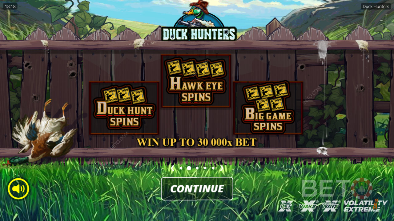 Vinn 30 000 ganger innsatsen din i Duck Hunters spilleautomat!