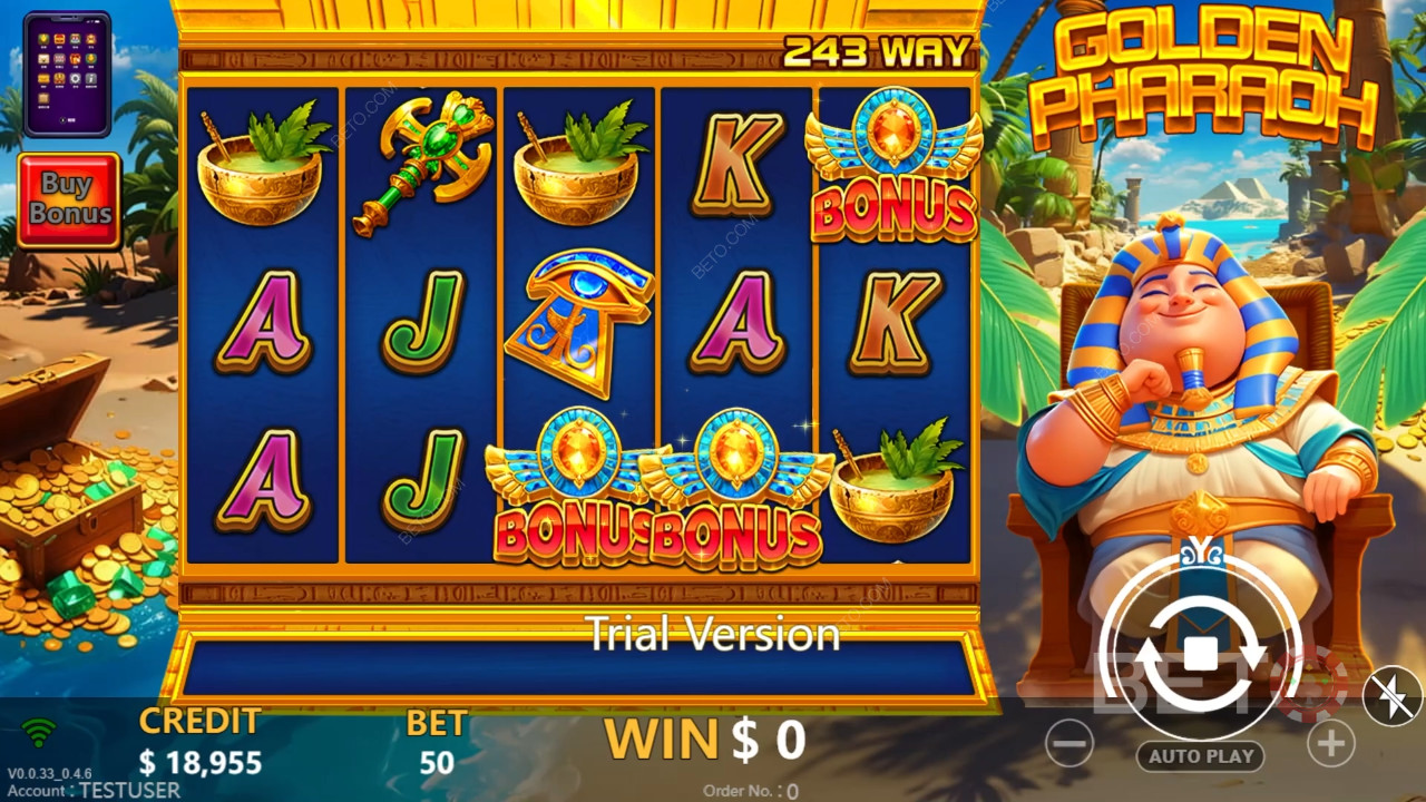 Golden Pharaoh Anmeldelse av BETO Slots