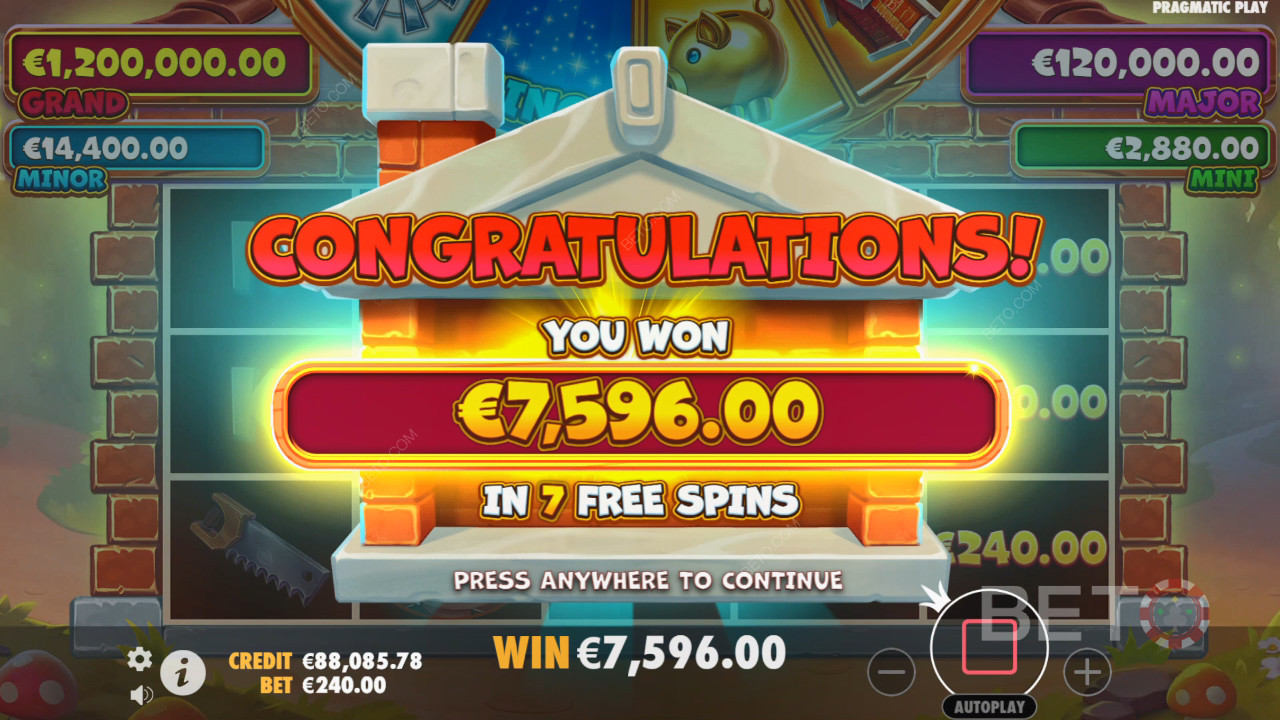 Vinn 10 000 ganger innsatsen din i Brick House Bonanza Video Slot!