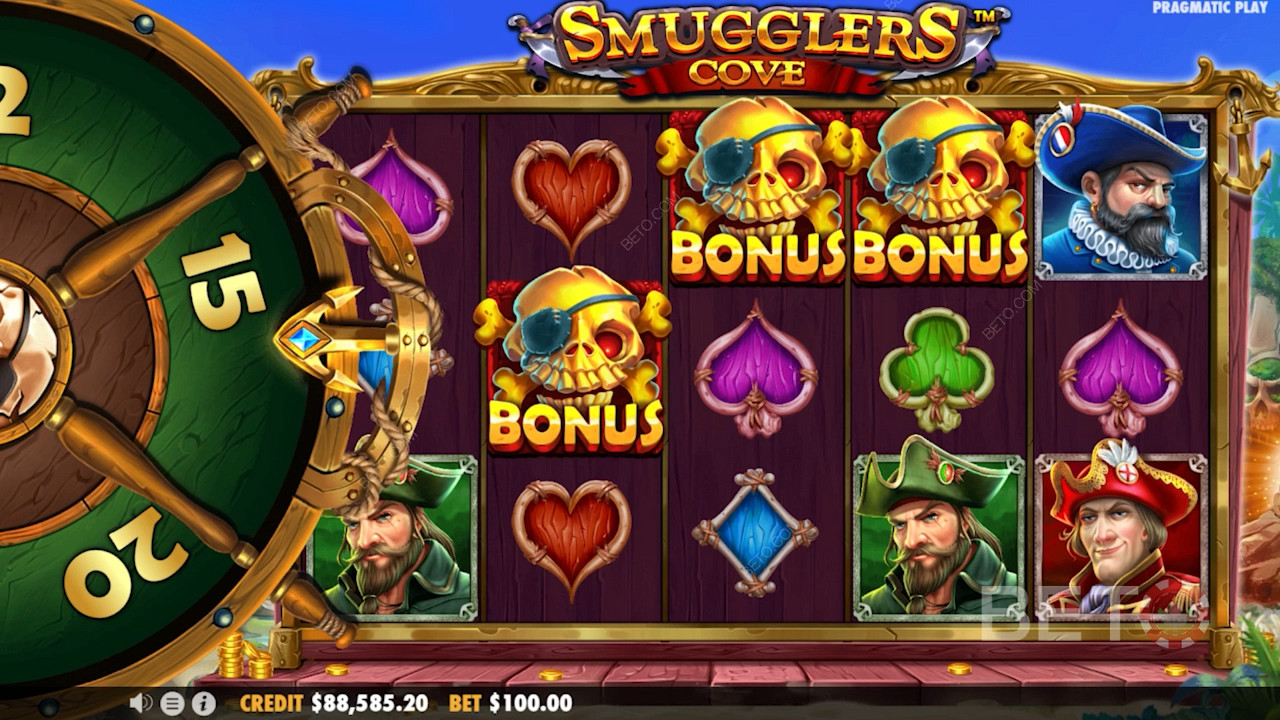 Bonusrunde i Smugglers Cove online spilleautomat