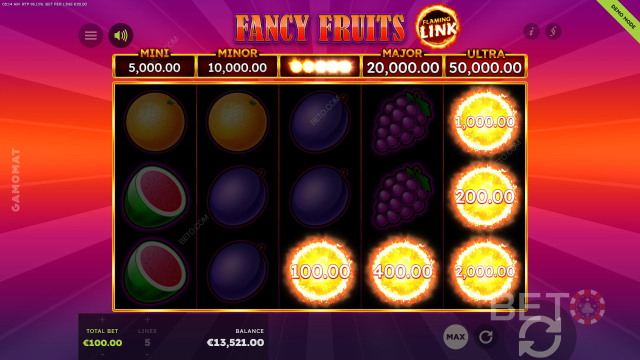 7 Fancy Fruits Flaming Link Anmeldelse av BETO Slots