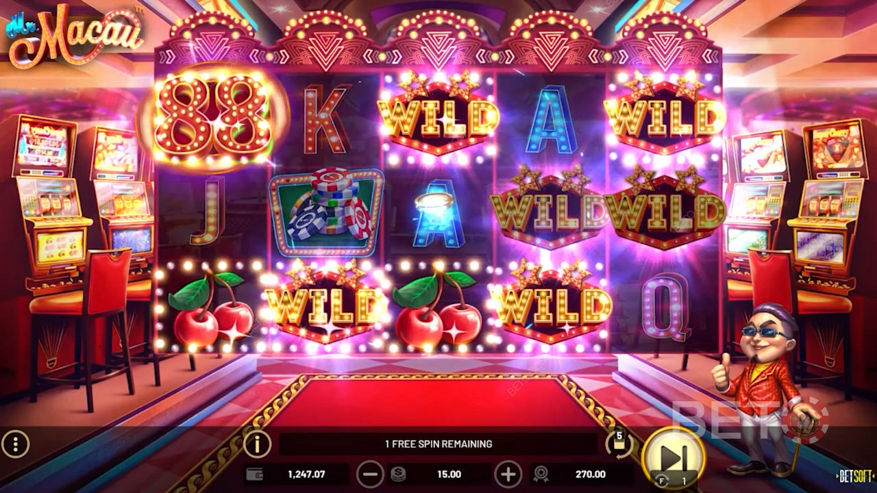Nyt Sticky Wilds i gratisspinn i Mr. Macau online spilleautomat
