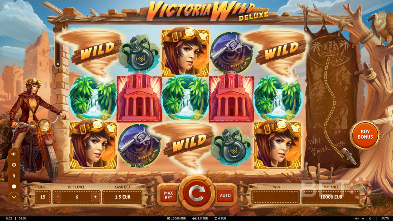 Vinn opptil 25 000x av innsatsen din i spilleautomaten Victoria Wild Deluxe