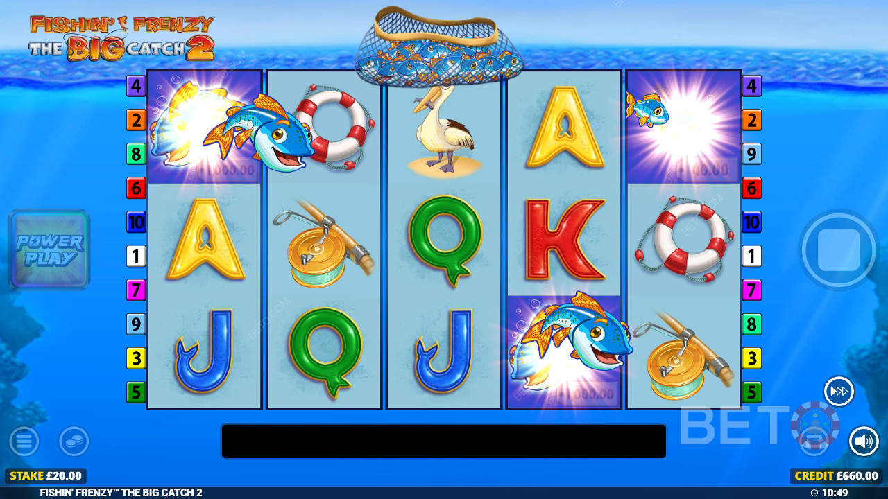 Vinn 5000x innsatsen din i Fishin Frenzy The Big Catch 2 spilleautomat på nett!