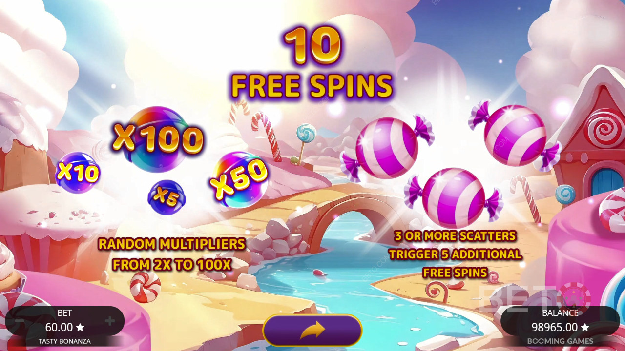 Vinn 6 500 ganger innsatsen din i spilleautomaten Tasty Bonanza!