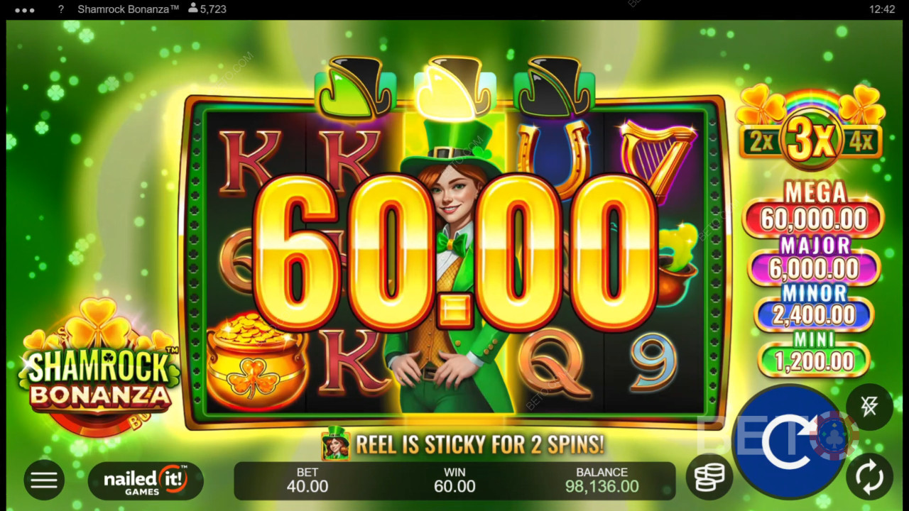 Vinn 5 340 ganger innsatsen din i spilleautomaten Shamrock Bonanza!
