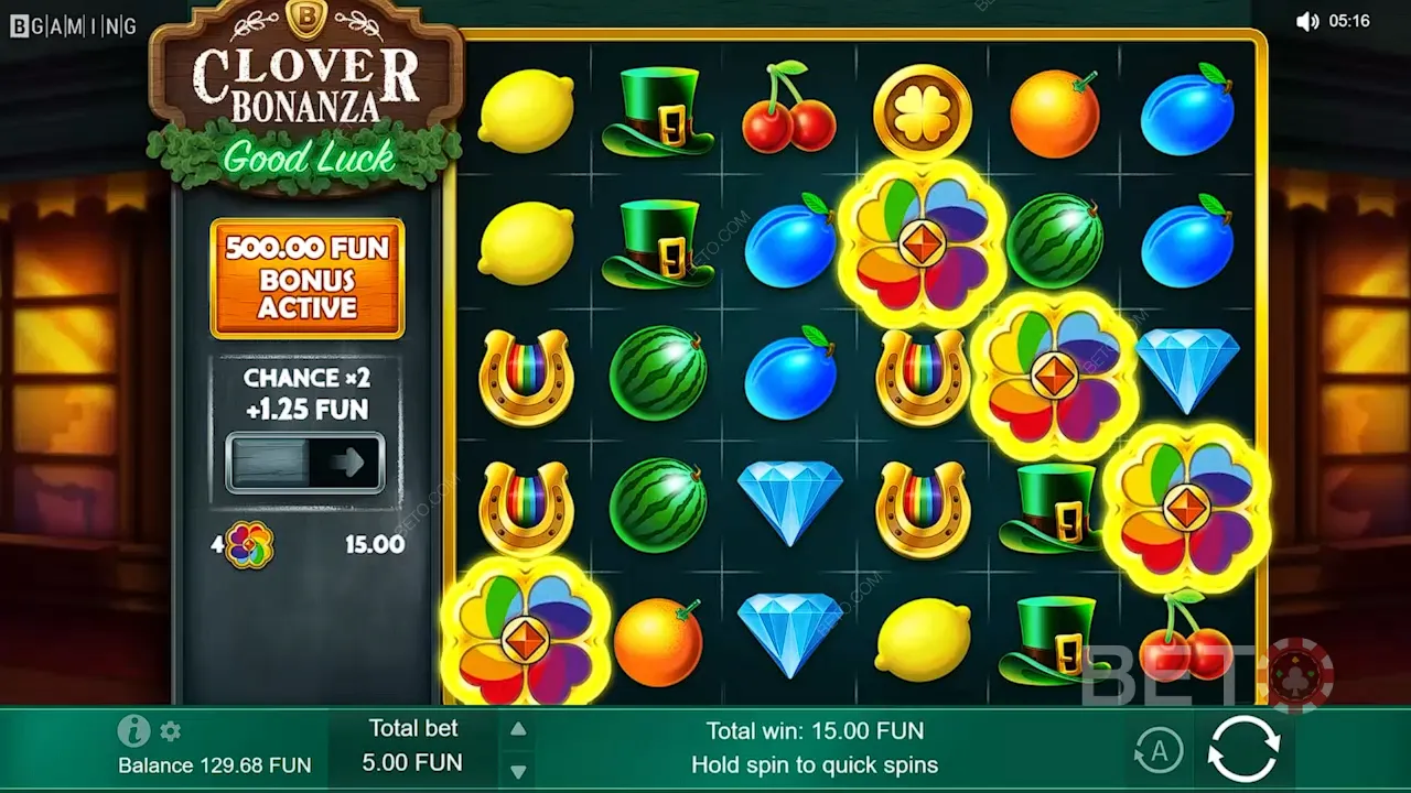 Gameplay av Clover Bonanza casino spilleautomat