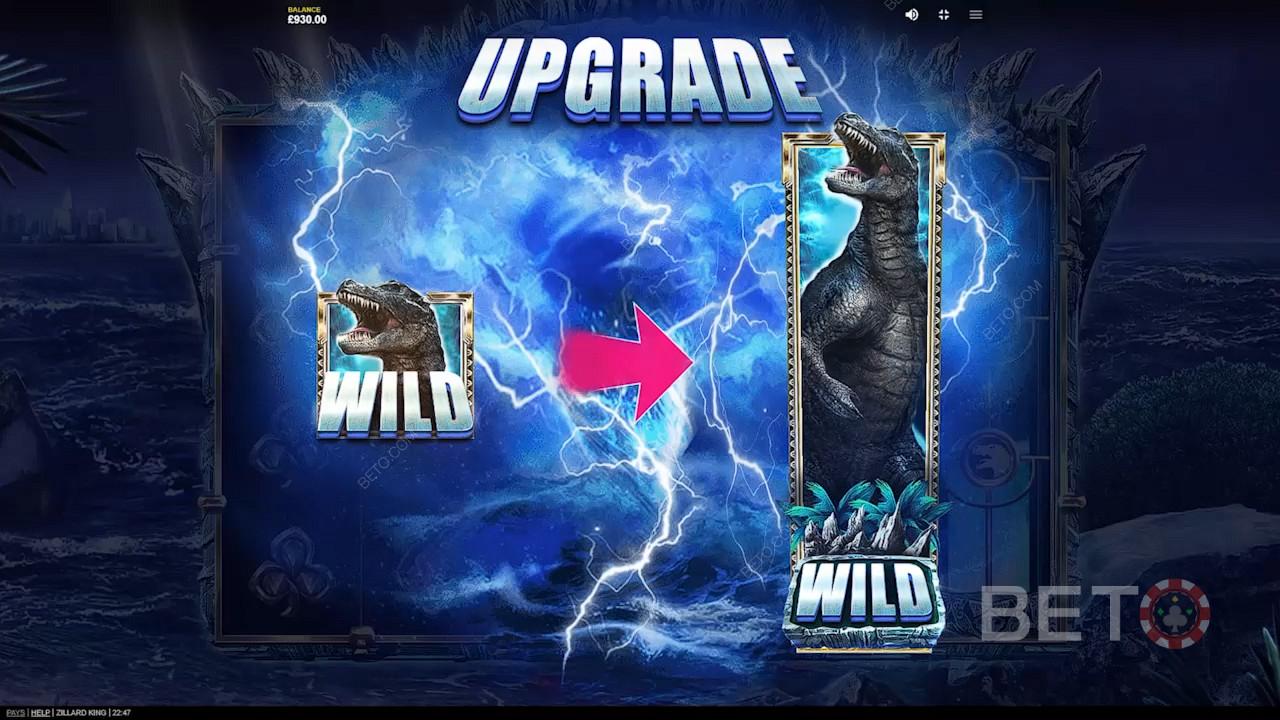 F på å oppgradere Wild-symbolet for å vinne stort