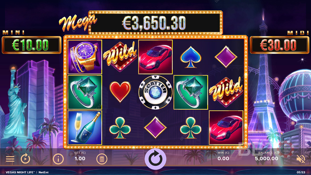 Mega Jackpot fortsetter å øke i Vegas Night Life-sporet