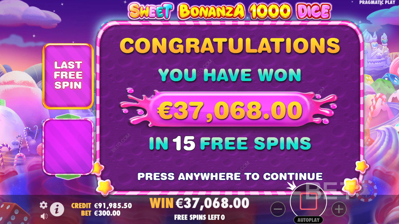 Vinn 25 000 ganger innsatsen din i Sweet Bonanza 1000 Dice Online Slot!