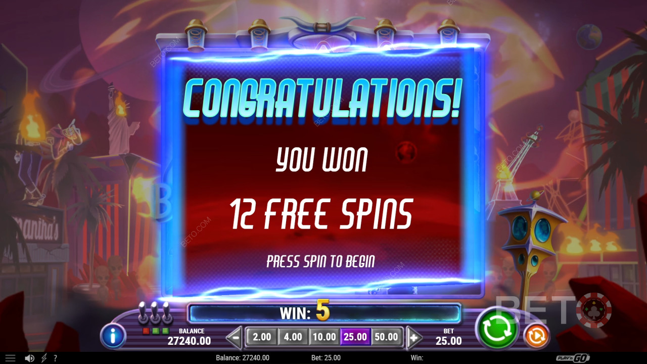Vinn 2 500x innsatsen din i Invading Vegas Revenge on Mars Video Slot!