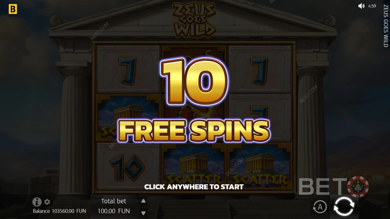Bonusfunksjoner forklart i Zeus Goes Wild av BGaming