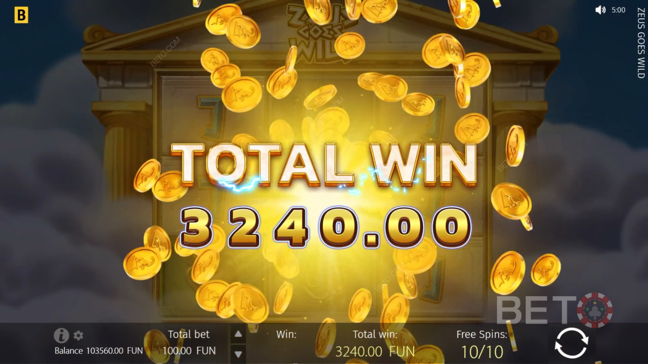 Vinn 800x innsatsen din i Zeus Goes Wild spilleautomat!