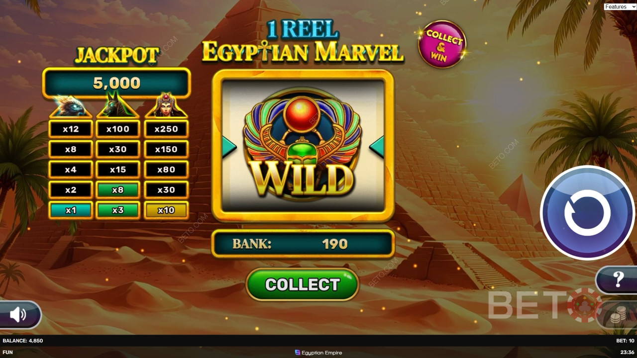 Bonusfunksjoner forklart i 1 hjul - Egyptian Marvel by Spinomenal