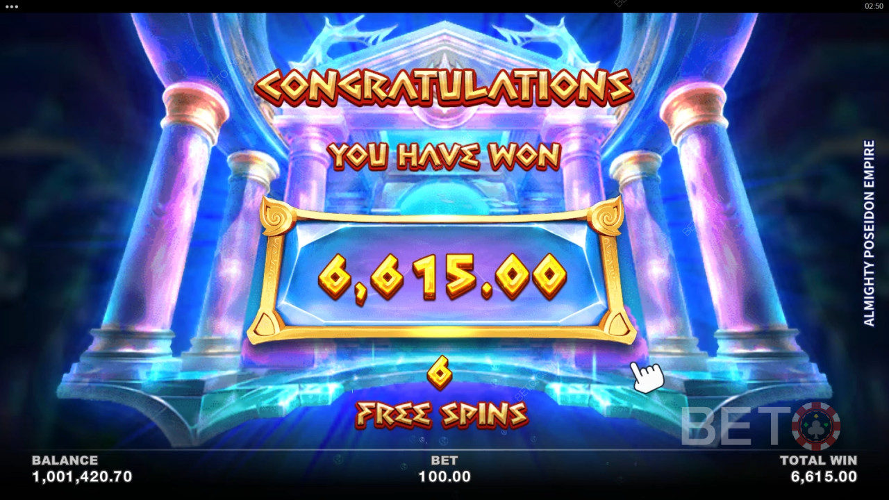 Vinn 2 500 ganger innsatsen din i den allmektige Poseidon Empire Online Slot!