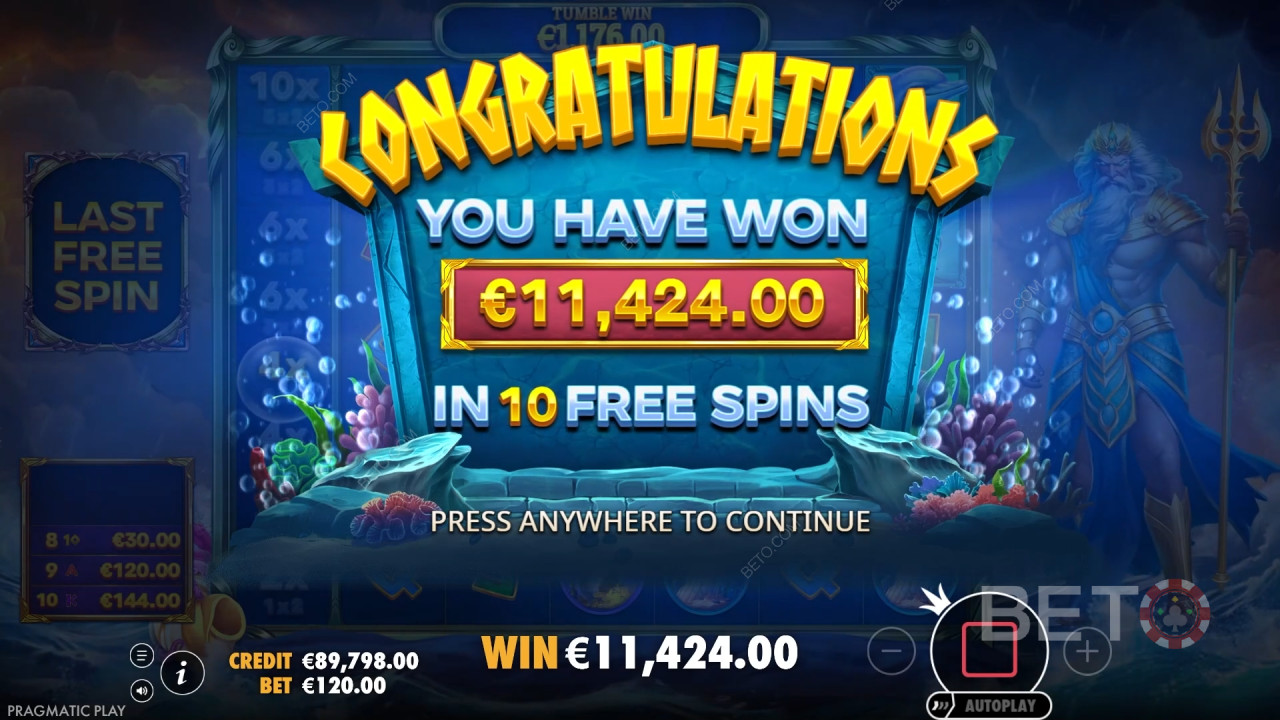 Vinn 5000 ganger innsatsen din i spilleautomaten Waves of Poseidon!