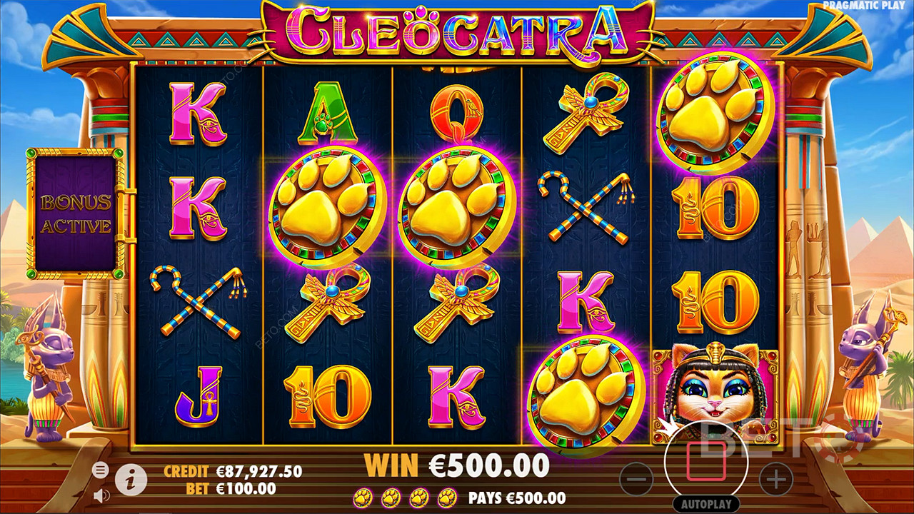 3 eller flere Scatters vil tildele gratisspinn i spilleautomaten Cleocatra