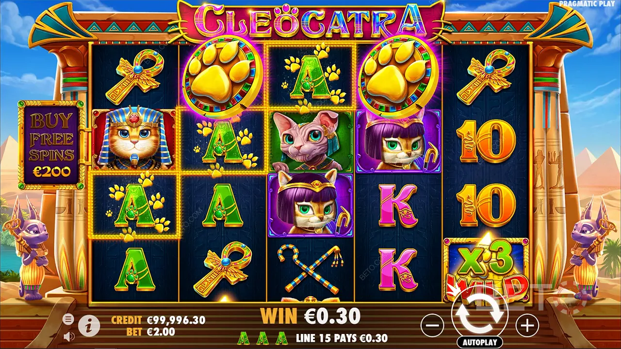 Gameplay av Cleocatra video slot