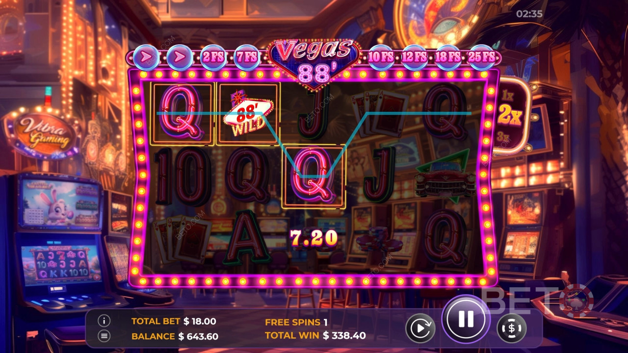 Vinn 2600 ganger innsatsen din i Vegas 88 Video Slot!