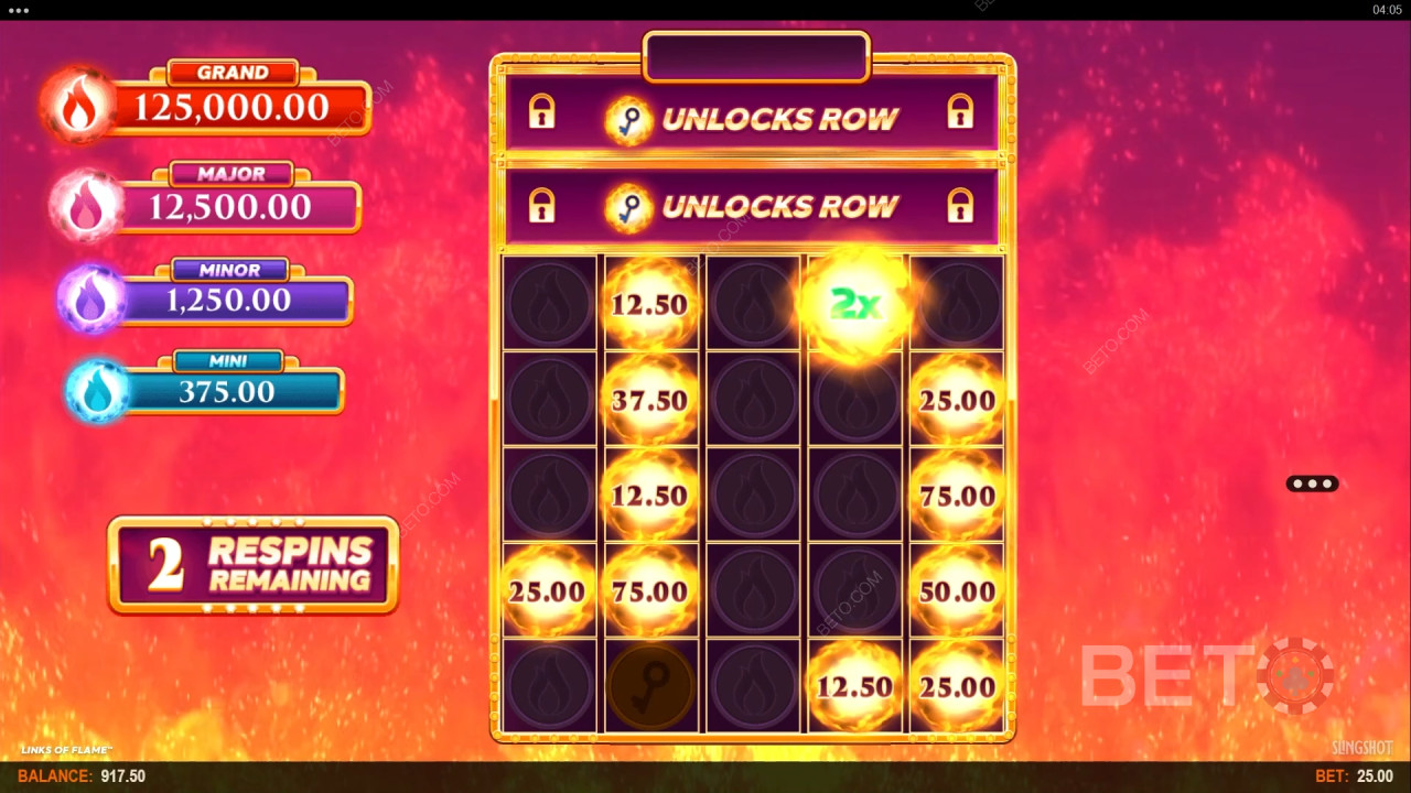 Vinn 10 000 ganger innsatsen din i spilleautomaten Links of Flame!