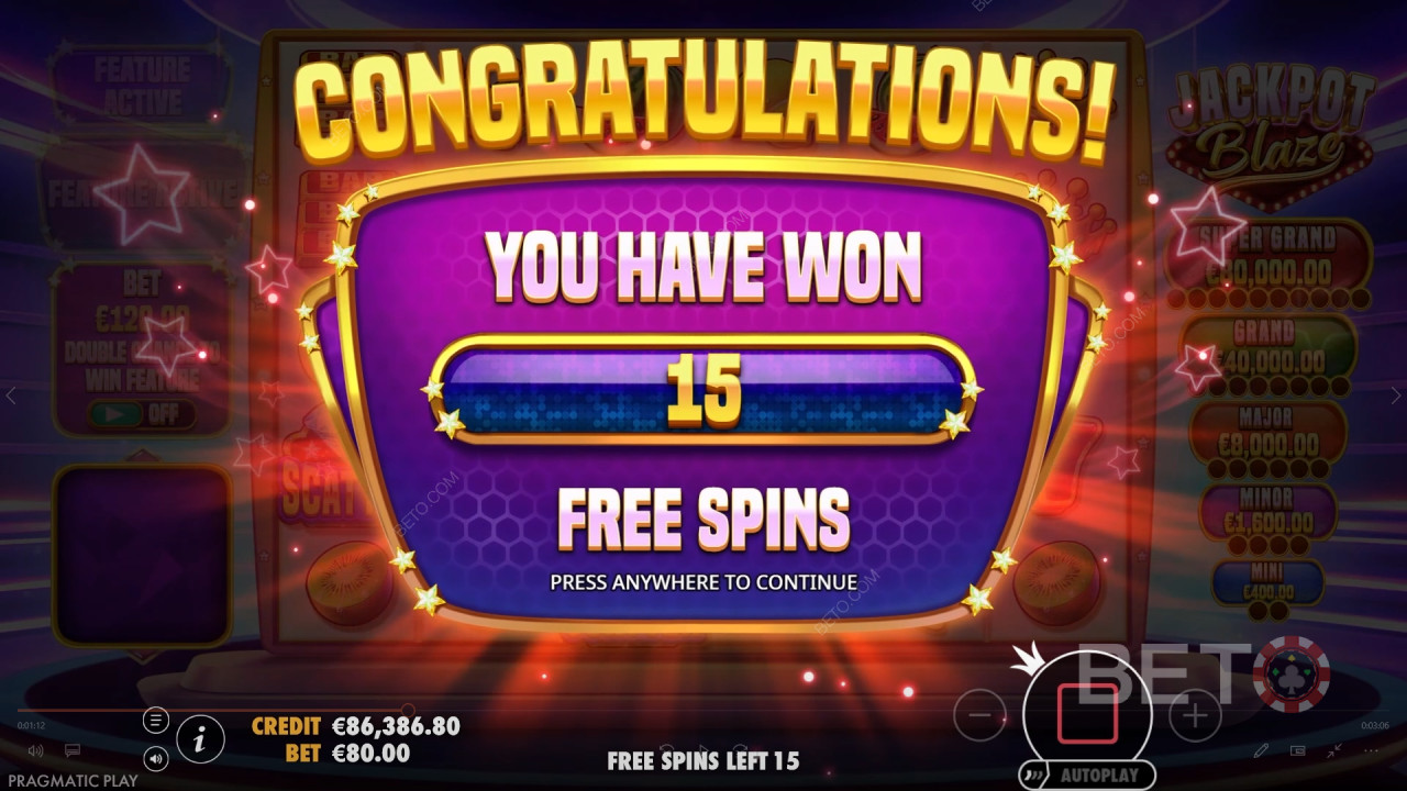 Vinn 5000 ganger innsatsen din i Jackpot Blaze-spilleautomaten!