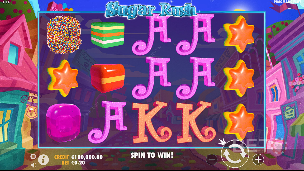 Nyt et søtt og vakkert tema! Spill spilleautomaten Sugar Rush i dag hos BETO!