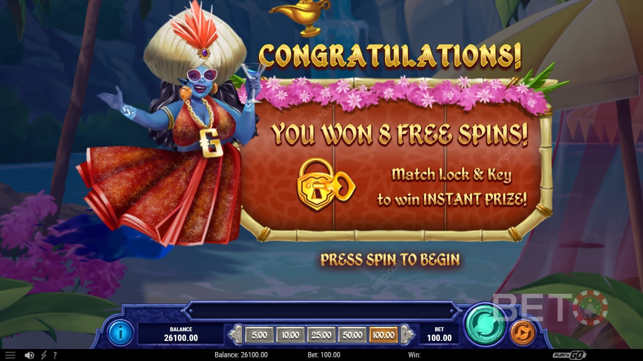 Vinn 1 234 ganger innsatsen din i 1001 Mystery Genie Fortunes Slot!