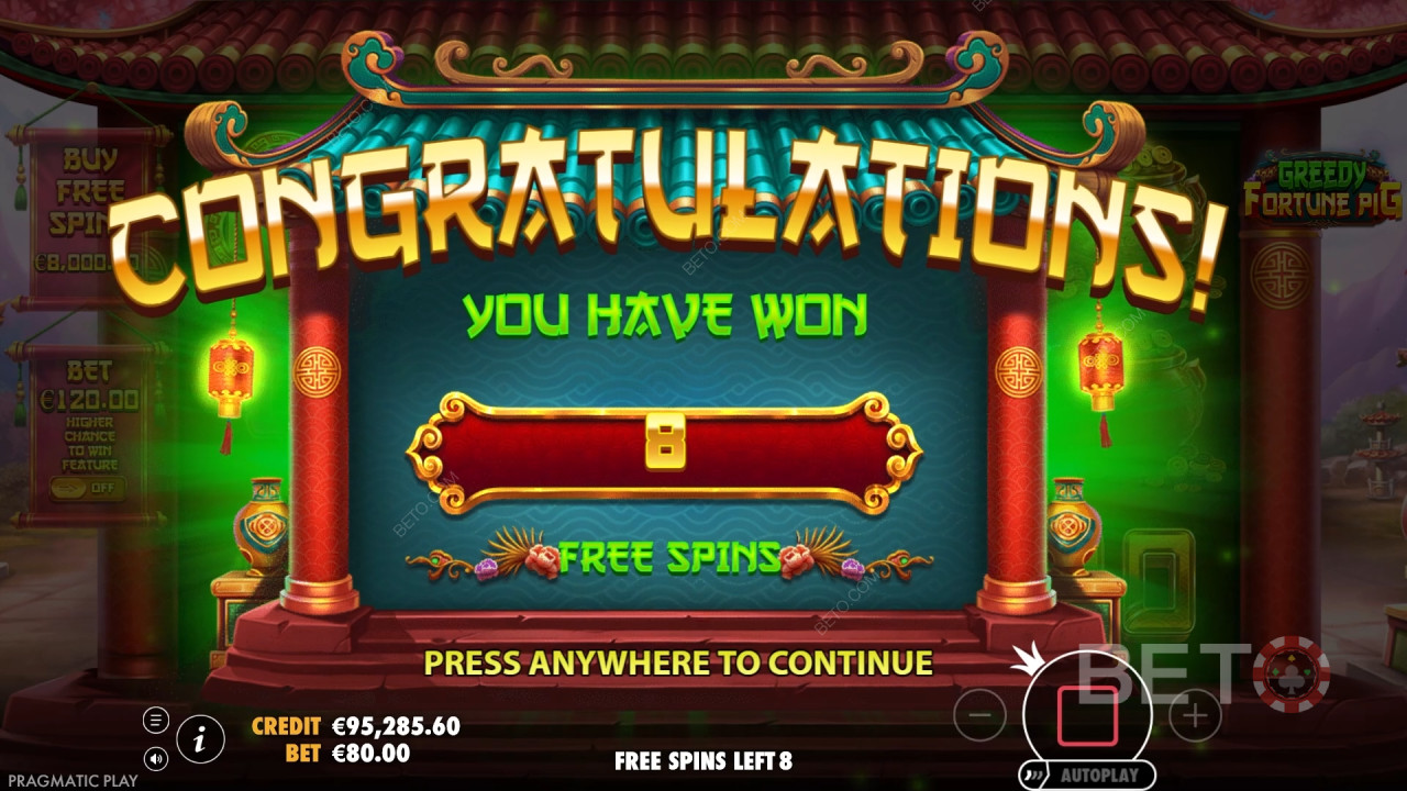 Vinn 8 888 ganger innsatsen din i Greedy Fortune Pig Slot!