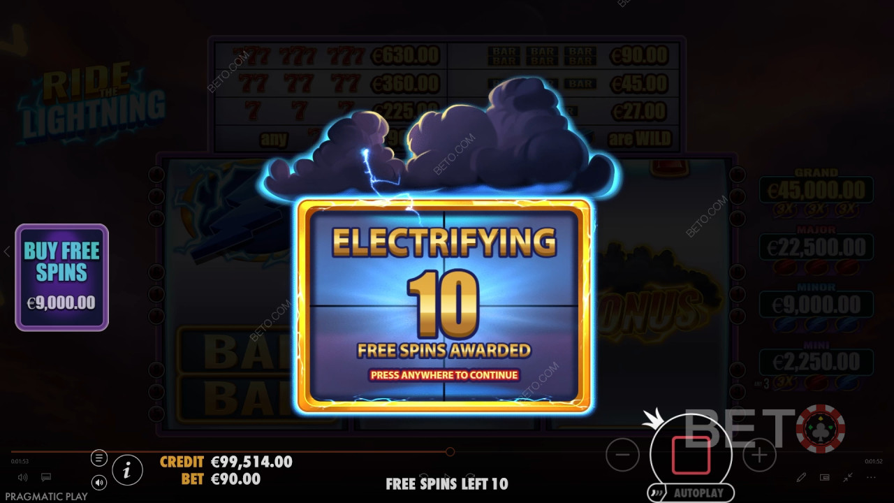 Bonusfunksjoner forklart i Ride the Lightning av Pragmatic Play