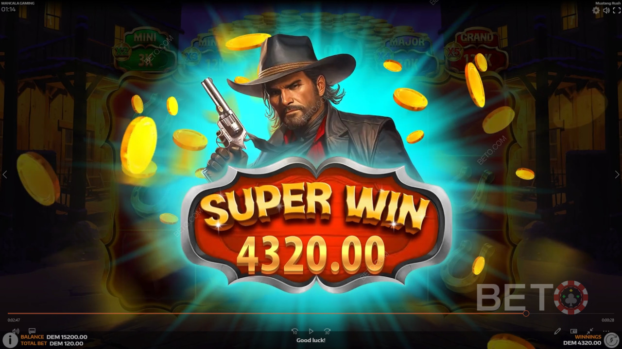 Vinn 5 105x innsatsen din i Mustang Rush Online Slot!