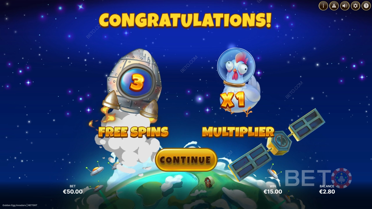 Bonusfunksjoner forklart i Golden Egg Invaders av NetEnt