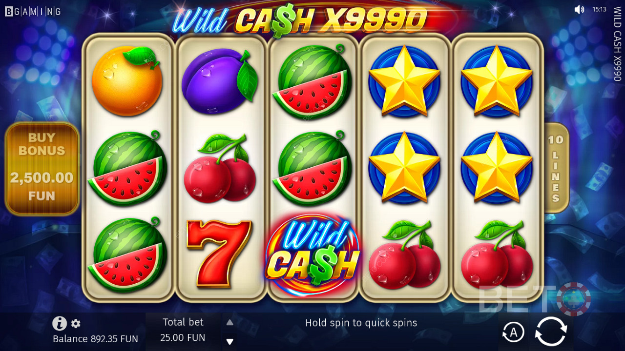 Wild Cash x9990-sporet vil minne deg om klassiske spilleautomater