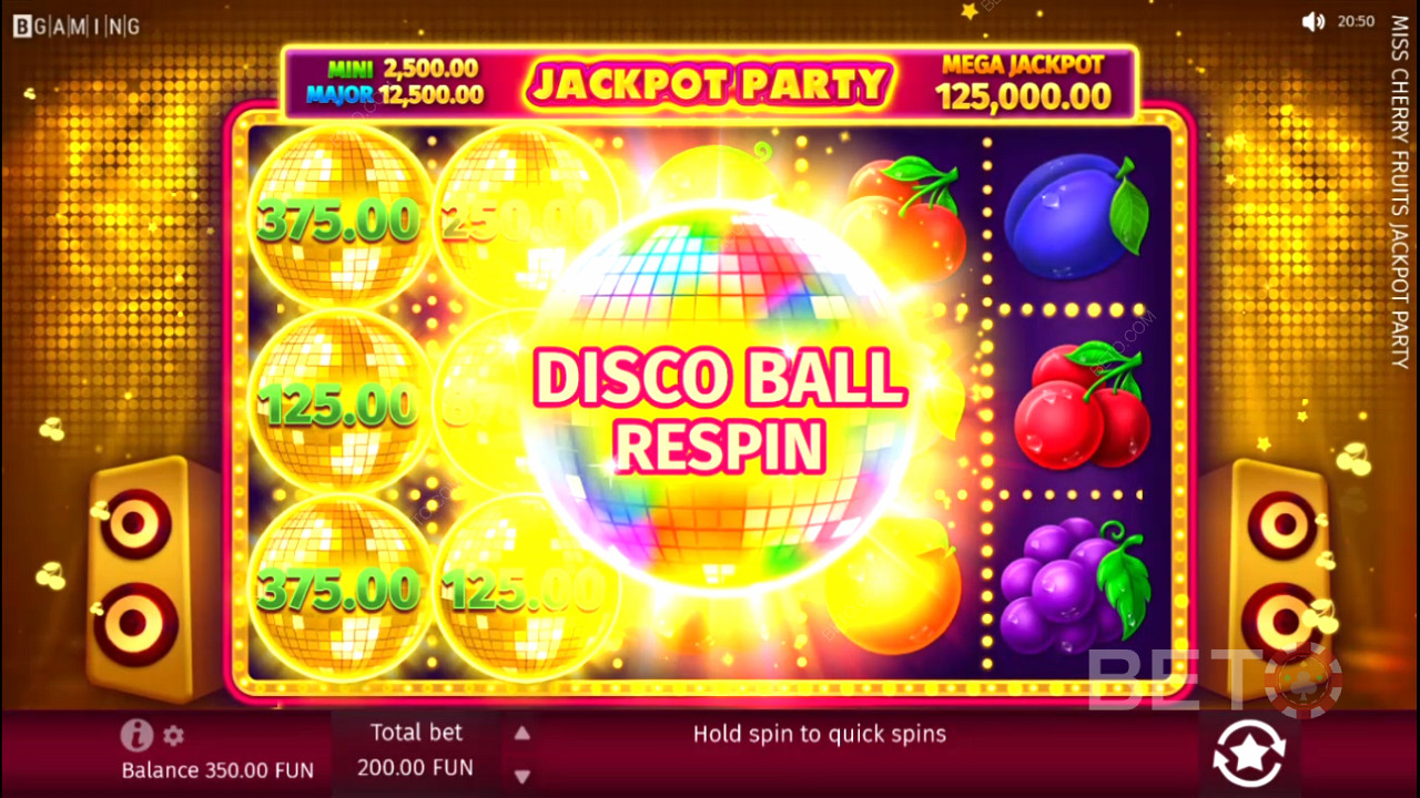 Land seks eller flere Disco Balls over hjulene for å låse opp Disco Ball Respin-funksjonen