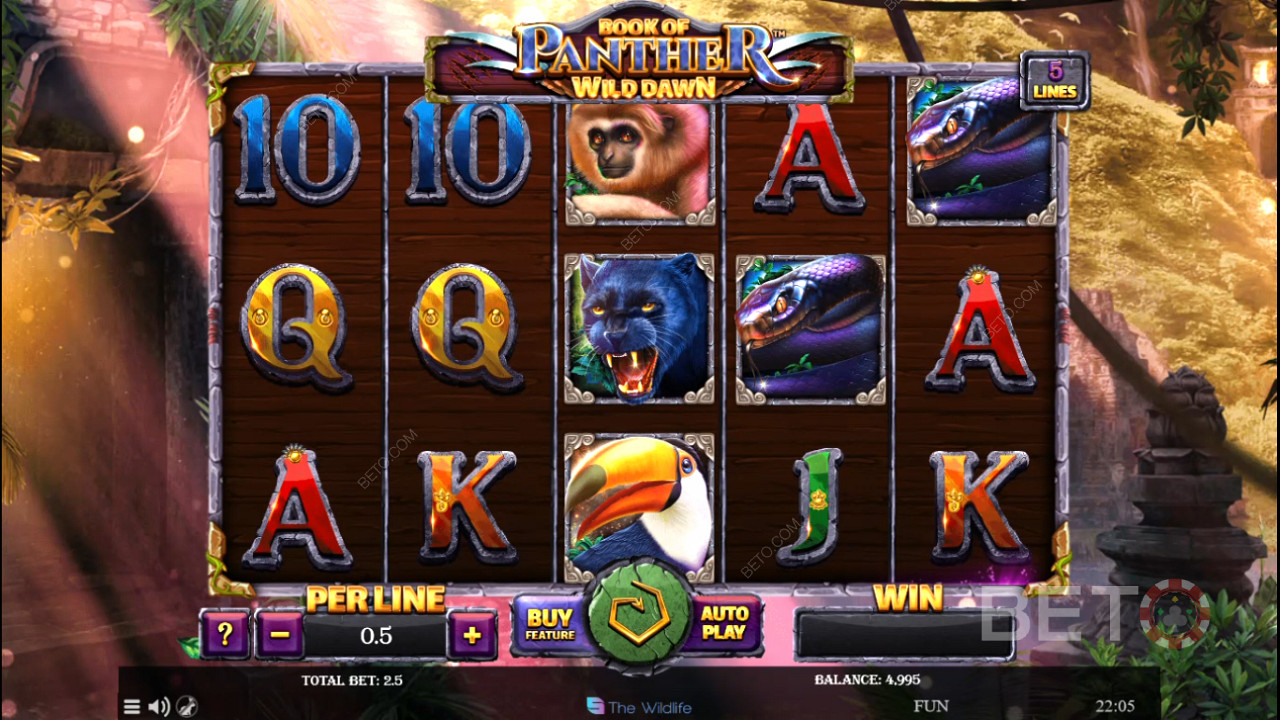 Book of Panther Wild Dawn online spilleautomat har ville dyr som symboler med høy verdi