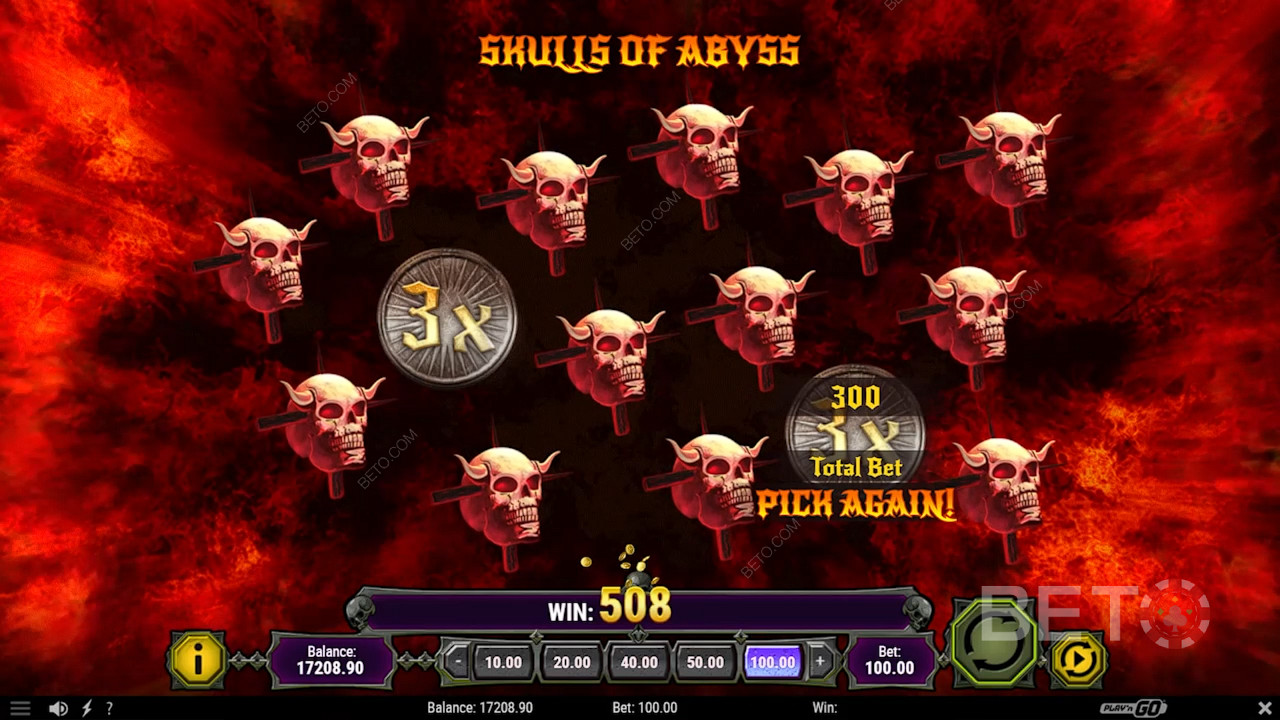 Velg hodeskaller i Skulls of Abyss-modus for å vinne ekte pengepremier og opptil x20 multiplikatorer.