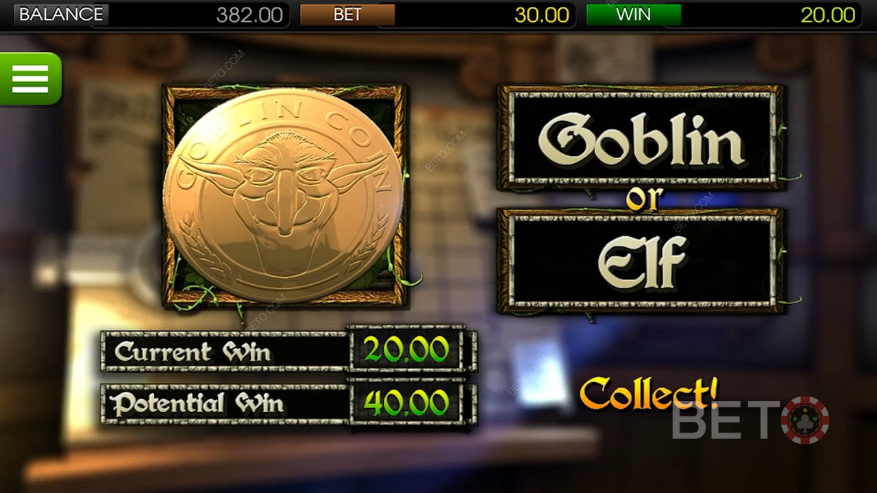 Greedy Goblins-spillområdet starter fra € 0.02 og går opp til en maks innsats på € 150