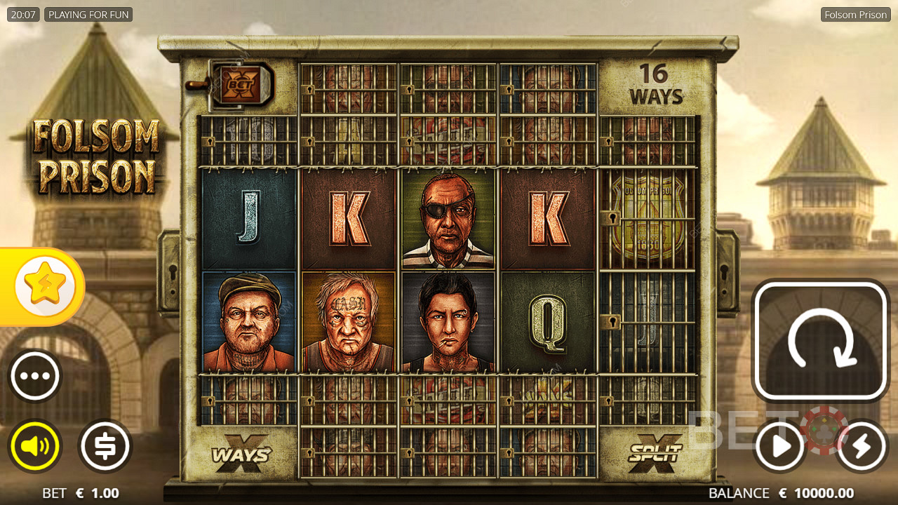 Lås opp posisjoner og vinn stort i Folsom Prison-spilleautomaten på nett.