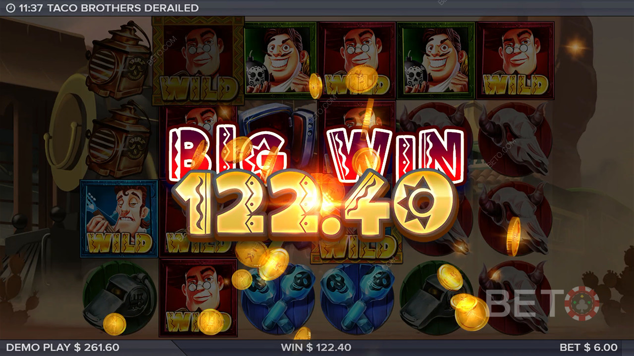 Vinn 10 000 ganger innsatsen din i Taco Brothers Derailed Video Slot!