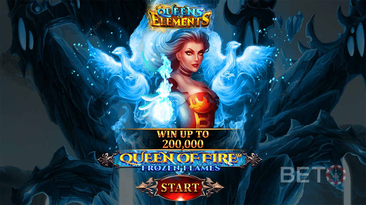 Vinn opptil 2 000 ganger innsatsen din i spilleautomaten Queen of Fire - Frozen Flames