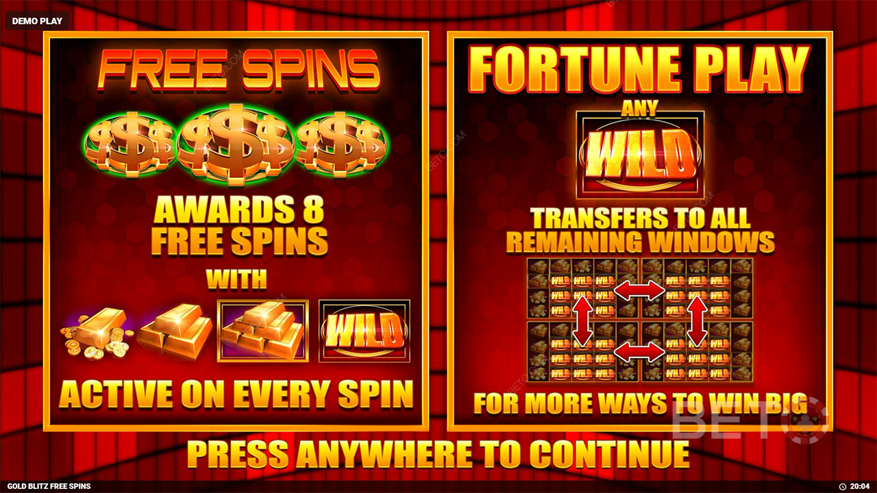Bonusfunksjoner forklart i Gold Blitz Free Spins av Blueprint